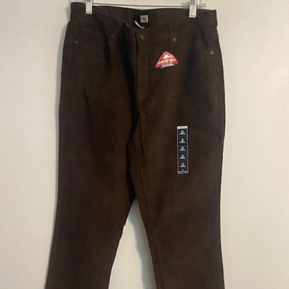St John's Bay Brown Comfort Waist Straight Corduroy pants, size 12
